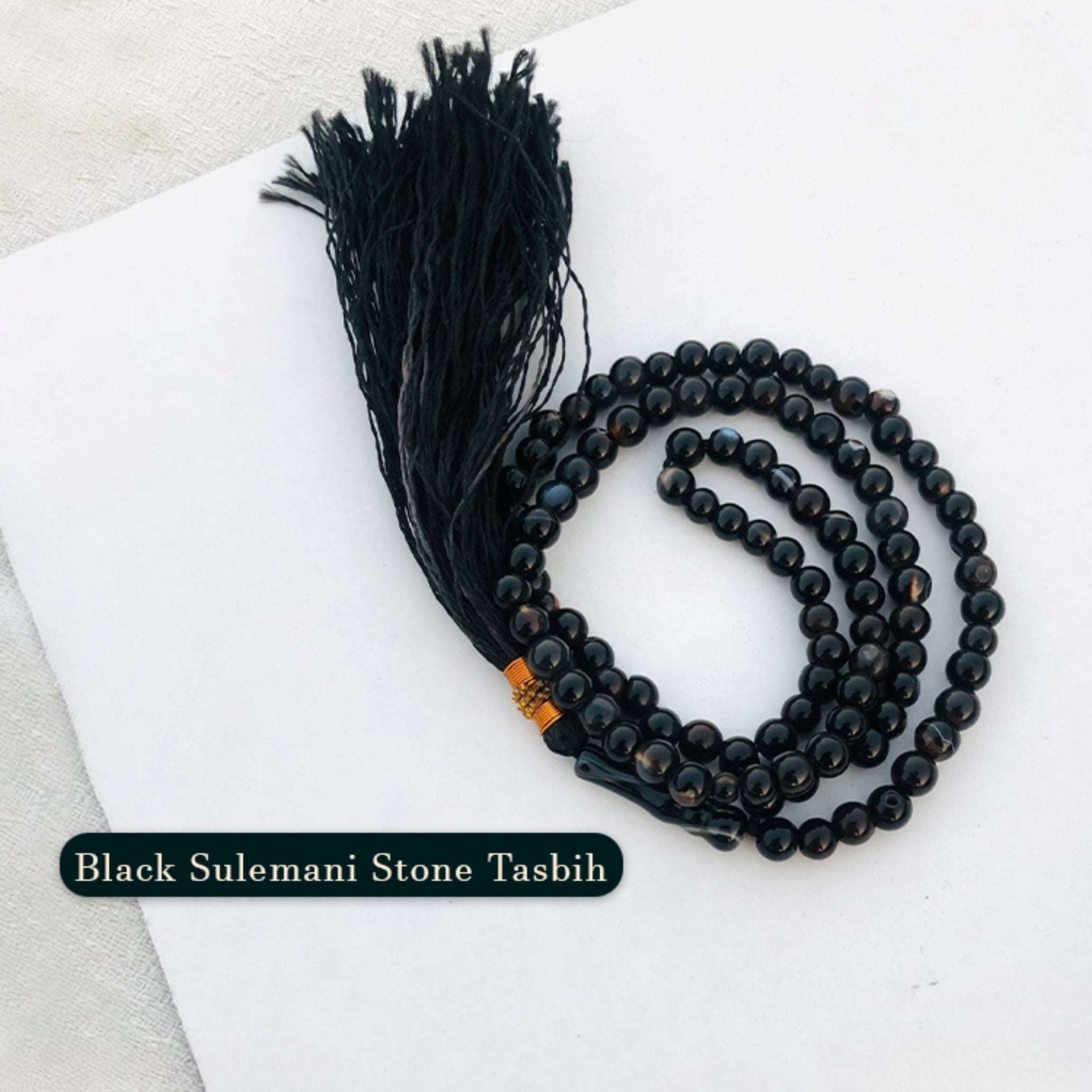 Black Premium Agate Tasbeeh 100 Beads